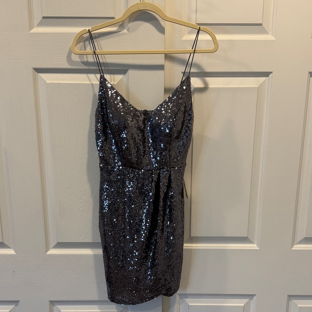 B Darlin Black Sequin Mini Dress Cuuute! Mini! Legs! NWT Sz9/10 Homecoming!